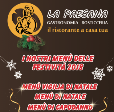 Menù delle festività 2018